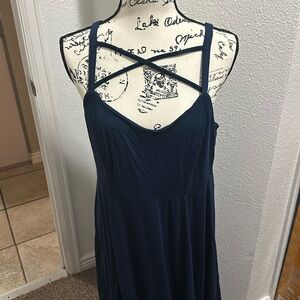 Torrid heavy cotton maxi dress blue cross cross front